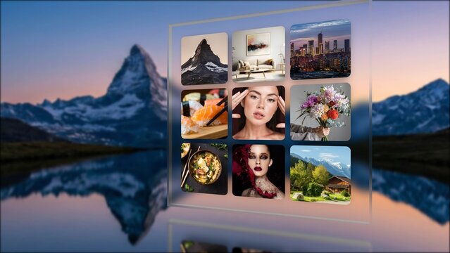 3D Glass Grid Photo Display