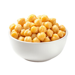Clean, high-angle shot of a white bowl filled with perfectly cooked, shiny chickpeas. A minimalist, versatile image representing plant-based protein, batch cooking, and clean eating staples.