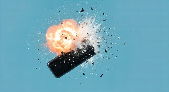 発火するリチウムイオン電池のモバイルバッテリー（イメージ）