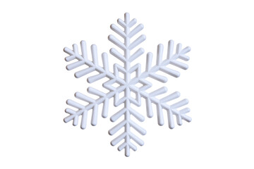 White snowflake forming a winter symbol, ice crystal decoration for christmas and holiday season on transparent background