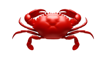 Crimson Crustacean: A vibrant, eye-catching, crimson crab poses in studio with striking detail, its pincers poised and ready, capturing the essence of marine life.