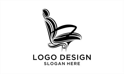 Elegant Barber Chair Logo Design Silhouette.