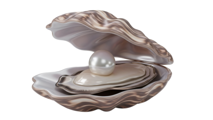 Pearl of Radiance: A single, lustrous pearl gleams within the embrace of its oyster shell, capturing the allure of the deep ocean and the treasure it holds.