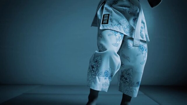 Child in JiuJitsu Gi Stands Firmly