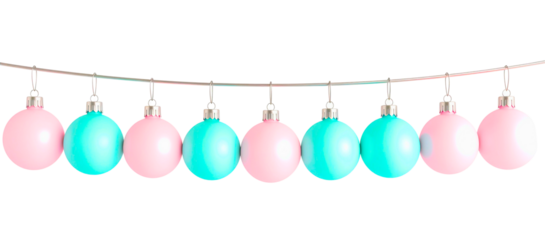 Christmas string lights border with glowing colorful bulbs forming holiday garland on transparent background