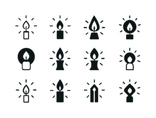 Obraz premium Candle Light Logos. Candle Light. Icon set. Set Logo of candle l