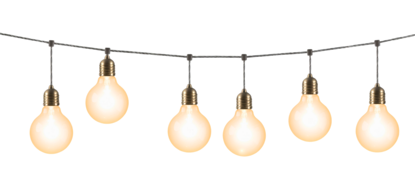 Christmas string lights border with glowing colorful bulbs forming holiday garland on transparent background - Powered by Adobe