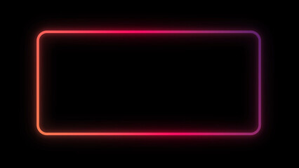 Glowing neon rectangular frame on dark background