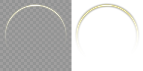 Golden Light Ring on Transparent Background. Glowing orange neon circle on black and transparent background, vibrant luminous ring design. Golden light spiral with space aura and glowing sparkles.