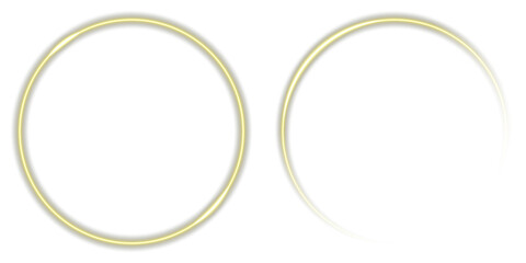 Golden Light Ring on Transparent Background. Glowing orange neon circle on black and transparent background, vibrant luminous ring design. A glowing circular trail with a warm shimmer for overlays.