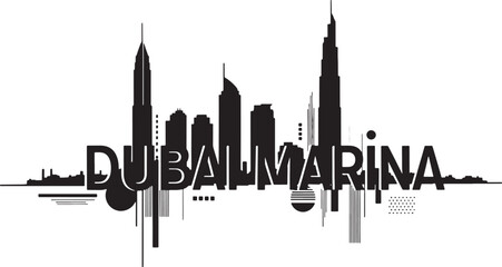Obraz premium Dubai Marina skyline graphic text cityscape architecture