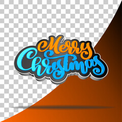 merry christmas 3d text isolated luxury orange blue