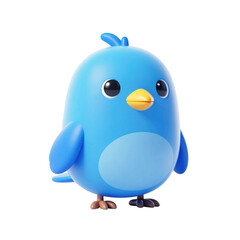 Obraz premium Cute round blue bird character with orange beak.