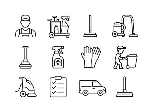 Professional Cleaning Icons. Professional cleaning. Line icon se