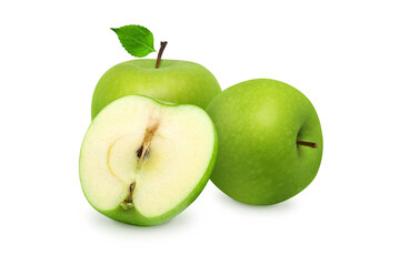 Green Apple Half Cut Isolated Showing Fresh Pulp for Juice and Healthy Nutrition on Transparent Background png