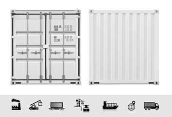 Shipping container mockup. Vector illustration isolated on white background. Perfect for your design, project. EPS10.	