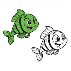 Coloring Book For Fish Vector Image 