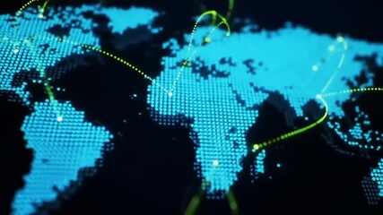 Abstract digital world map animation for technology and data concepts - Powered by Adobe