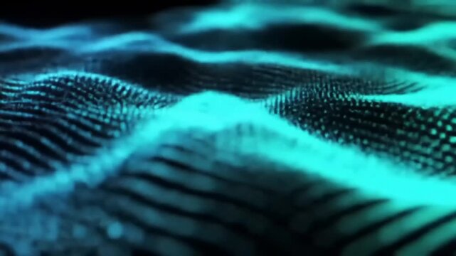 Abstract digital wave pattern in turquoise and black