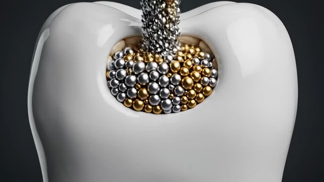 Abstract visualization of inflamed dental pulp being cleansed and sealed inside a simulated root canal system during treatment biological defense, endodontic therapy, structural integrity
