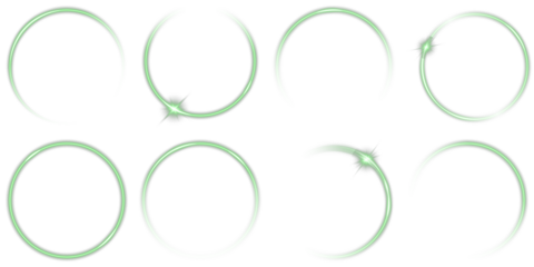 Neon glowing green rings with orbit effect and radial flare. Futuristic motion circle for digital artwork, gaming UI, space-inspired backgrounds, high-tech banners and illuminated particle effects.