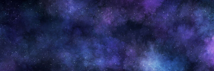 Swirling Blue and Purple Nebula with Starfield