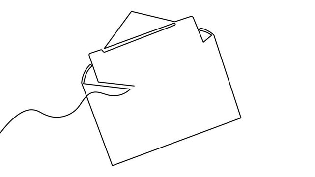 Animated envelope heart continuous line drawing minimal romance loop