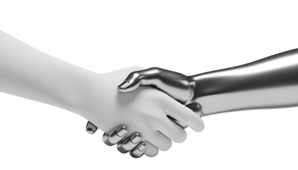 Contrasting Hands Handshake: White and Chrome Metal