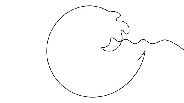 Animated sea surf continuous line drawing minimal water element loop