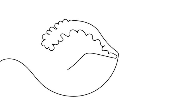 Ocean wave continuous line motion graphic seamless loop