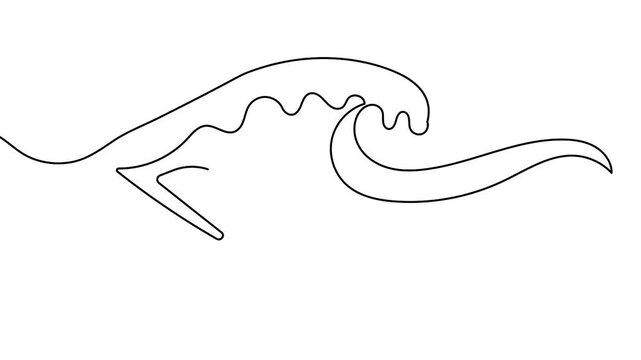 Minimalist water wave continuous line drawing icon loop animation