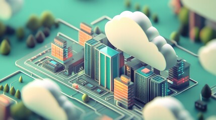 Obraz premium Cloud Computing Infrastructure, Illustrate cloud computing infrastructure with an image showcasing data centers
