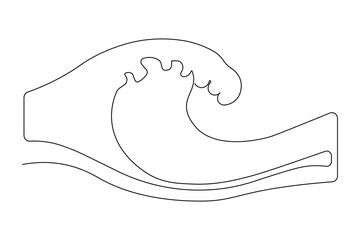 Tidal wave continuous line drawing isolated natural element sea
