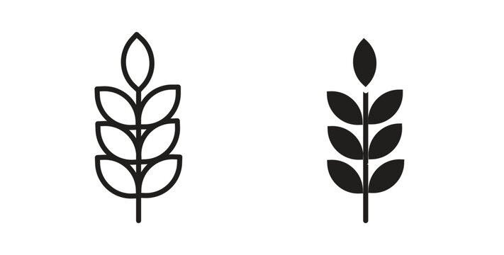 Wheat icon glyph and line set thin line symbol concept.