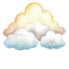 Soft watercolor clouds illustration with pastel sky layers and dreamy atmosphere