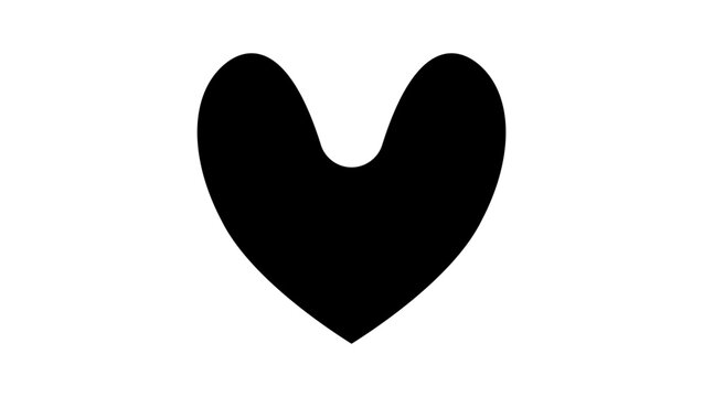 Heart-shaped fox, black isolated silhouette