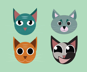 set of funny cartoon cats vectors