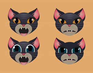 set of funny cartoon cats vectors