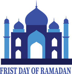 Mosque silhouette for first day of ramadan celebration greeting