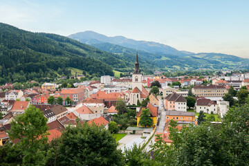 Fototapeta premium Bruck an der Mur in Styria, Austria. Townscape panorama in summer.