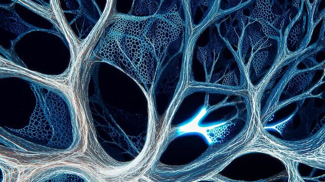 Mycelium network forms underground fungal web concept. Communication root system distributing nutrients for growing.