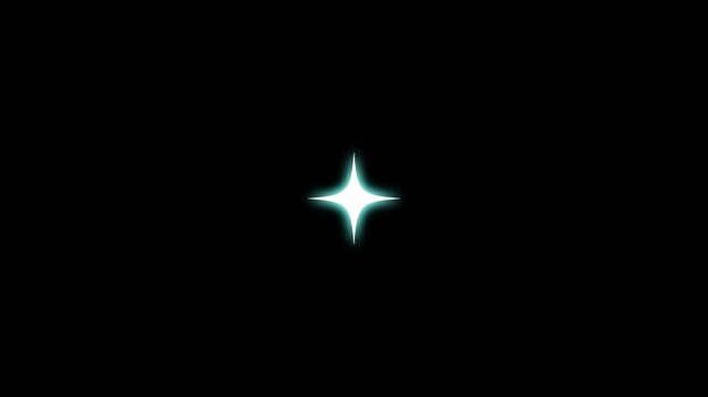 Twinkling sparkling star glitter animation, white cartoon doodle stars, flat vector blinking shine motion, glowing light sparkle effects on transparent black screen background,4k looping festive video