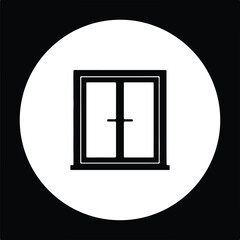 Obraz premium Vector closed classic casement window frame handle outline sign silhouette Illustration