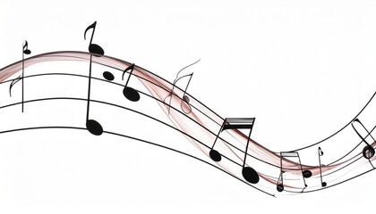 Curved musical staff with notes and ribbon
