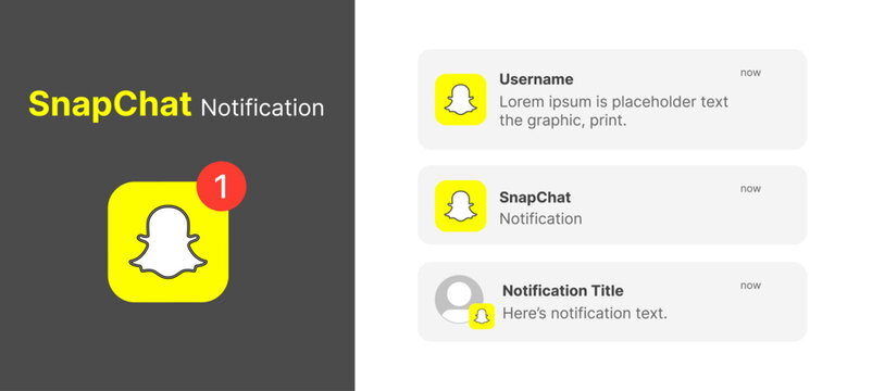 SnapChat notification UI on iOS app screen. Clean vector design showing chat alerts, message preview, and modern mobile interface for social media and communication projects.