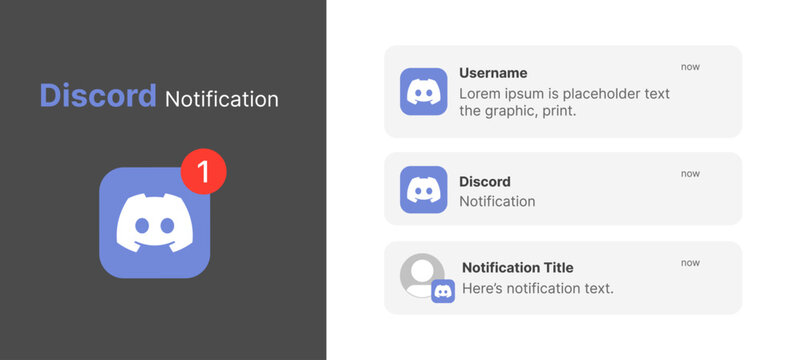 Discord notification UI on iOS app screen. Clean vector design showing chat alerts, message preview, and modern mobile interface for social media and communication projects.