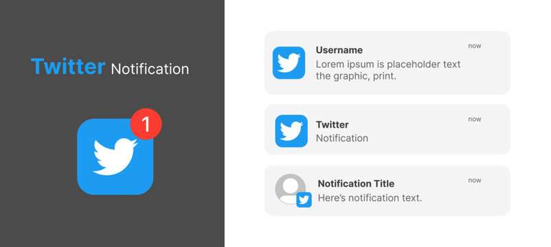 twitter notification UI on iOS app screen. Clean vector design showing chat alerts, message preview, and modern mobile interface for social media and communication projects.