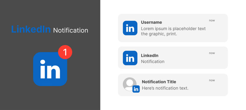 Linkedln notification UI on iOS app screen. Clean vector design showing chat alerts, message preview, and modern mobile interface for social media and communication projects.