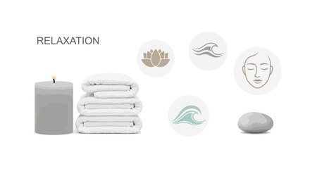 Relaxation Spa Elements and Wellness Icons.