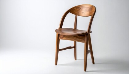 Minimalist wooden chair with curved backrest